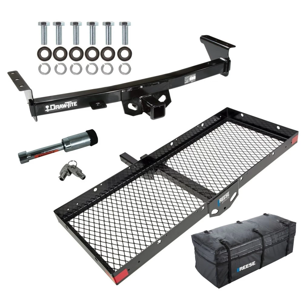 For 2005-2024 Nissan Frontier Trailer Hitch Tow PKG w/ 48" x 20" Cargo Carrier + Cargo Bag + Hitch Lock By Draw-Tite