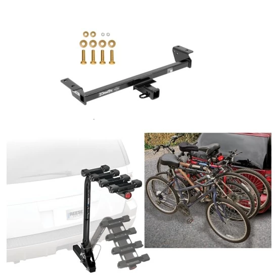 Trailer Hitch w/ 4 Bike Rack For 16-22 Lexus RX350 RX450h Approved for Recreational & Offroad Use Carrier for Adult Woman or Child Bicycles Foldable