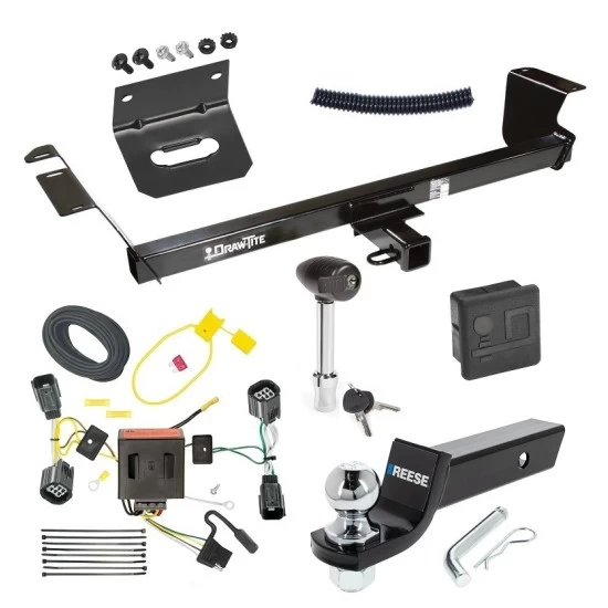 For 2011-2016 Chrysler Town & Country Trailer Hitch Tow PKG w/ 4-Flat Wiring + Starter Kit Ball Mount w/ 2" Drop & 2" Ball + Wiring Bracket + Hitch Lock + Hitch Cover By Draw-Tite