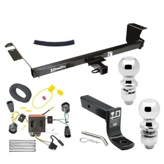 For 2011-2016 Chrysler Town & Country Trailer Hitch Tow PKG w/ 4-Flat Wiring + Ball Mount w/ 4" Drop + 2" Ball + 2-5/16" Ball By Draw-Tite