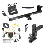 For 2011-2020 Dodge Grand Caravan Trailer Hitch Tow PKG w/ 4-Flat Wiring Harness + Adjustable Drop Rise Clevis Hitch Ball Mount w/ 2" Ball + Pin/Clip + Wiring Bracket By Draw-Tite