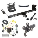 For 2011-2016 Chrysler Town & Country Trailer Hitch Tow PKG w/ 4-Flat Wiring + Triple Ball Tactical Ball Mount 1-7/8" & 2" & 2-5/16" Balls w/ Tow Hook + Tactical Dogbone Lock + Wiring Bracket By Draw-Tite