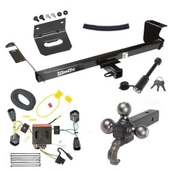 For 11-16 Chrysler Town and Country 21-21 Grand Caravan 11-20 Dodge Grand Caravan 12-15 RAM C/V Trailer Hitch Tow PKG w/ 4-Flat Wiring + Triple Ball Tactical Ball Mount 1-7/8" & 2" & 2-5/16" Balls w/ Tow Hook + Tactical Dogbone Lock