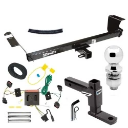 For 2008-2010 Dodge Grand Caravan Trailer Hitch Tow PKG w/ 4-Flat Wiring Harness + Adjustable Drop Rise Ball Mount + Pin/Clip + 2" Ball By Draw-Tite