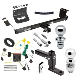For 2008-2010 Dodge Grand Caravan Trailer Hitch Tow PKG w/ 4-Flat Wiring Harness + Adjustable Drop Rise Ball Mount + Pin/Clip + 2" Ball + 1-7/8" Ball + Dual Hitch & Coupler Locks By Draw-Tite