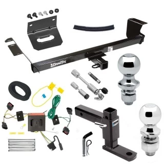 For 2008-2010 Chrysler Town & Country Trailer Hitch Tow PKG w/ 4-Flat Wiring Harness + Adjustable Drop Rise Ball Mount + Pin/Clip + 2" Ball + 1-7/8" Ball + Dual Hitch & Coupler Locks By Draw-Tite