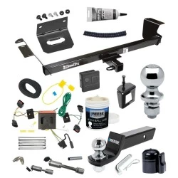 For 08-10 Dodge Grand Caravan Trailer Hitch Tow PKG Wiring + Starter Kit Ball Mount w/ 2" Drop & Dual Balls +Bracket + Dual Hitch & Locks+Cover+Wiring Tester+Ball Lube+Electric Grease+Ball Wrench+Anti Rattle Device By Draw-Tite