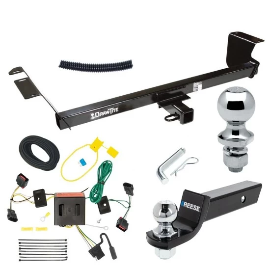 For 2008-2010 Dodge Grand Caravan Trailer Hitch Tow PKG w/ 4-Flat Wiring + Starter Kit Ball Mount w/ 2" Drop & 2" Ball + 1-7/8" Ball By Draw-Tite