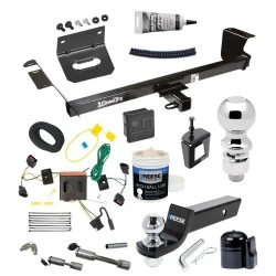 For 08-10 Dodge Grand Caravan Trailer Hitch Tow PKG Wiring + Starter Kit Ball Mount w/ 2" Drop & 2" + 2-5/16" Ball+Bracket+Dual Hitch & Locks+Cover+Wiring Tester+Ball Lube+Electric Grease+Ball Wrench+Anti Rattle Device By Draw-Tite