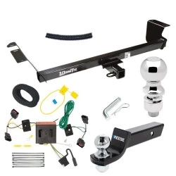For 08-10 Chrysler Town and Country Dodge Grand Caravan Trailer Hitch Tow PKG w/ 4-Flat Wiring + Starter Kit Ball Mount w/ 2" Drop & 2" Ball + 2-5/16" Ball By Draw-Tite