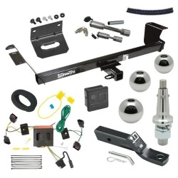 For 2008-2010 Chrysler Town & Country Trailer Hitch Tow PKG w/ 4-Flat Wiring + Ball Mount w/ 2" Drop + Interchangeable Ball 1-7/8" & 2" & 2-5/16" + Wiring Bracket + Dual Hitch & Coupler Locks + Hitch Cover By Draw-Tite