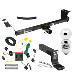 For 08-10 Chrysler Town and Country Dodge Grand Caravan Trailer Hitch Tow PKG w/ 4-Flat Wiring + Ball Mount w/ 4" Drop + 2" Ball By Draw-Tite