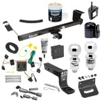 For 2008-2010 Dodge Grand Caravan Trailer Hitch Tow PKG w/ 4-Flat Wiring + Ball Mount w/ 4" Drop + 2" Ball + 2-5/16" Ball + Wiring Bracket + Dual Hitch & Coupler Locks + Hitch Cover + Wiring Tester + Ball Lube +Electric Grease + Ball Wr