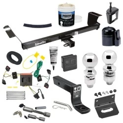 For 08-10 Chrysler Town & Country Trailer Hitch Tow PKG Wiring + Ball Mount w/ 4" Drop + 2" + 2-5/16" Ball +Bracket +Dual Hitch & Locks+Cover +Wiring Tester+Ball Lube+Electric Grease+Ball Wrench+Anti Rattle Device By Draw-Tite