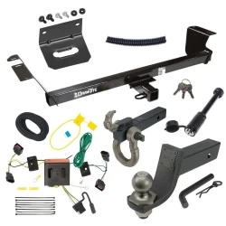 For 2008-2010 Dodge Grand Caravan Trailer Hitch Tow PKG w/ 4-Flat Wiring + Interlock Tactical Starter Kit w/ 3-1/4" Drop & 2" Ball + Tactical Hook & Shackle Mount + Tactical Dogbone Lock + Wiring Bracket By Draw-Tite