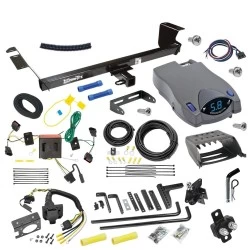For 2008-2010 Chrysler Town & Country Trailer Hitch Tow PKG w/ 6K Round Bar Weight Distribution Hitch w/ 2-5/16" Ball + Pin/Clip + Tekonsha Prodigy P2 Brake Control + 7-Way RV Wiring By Draw-Tite