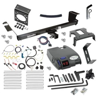 For 2011-2016 Chrysler Town & Country Trailer Hitch Tow PKG w/ 6K Round Bar Weight Distribution Hitch w/ 2-5/16" Ball + Pin/Clip + Tekonsha Primus IQ Brake Control + 7-Way RV Wiring By Draw-Tite