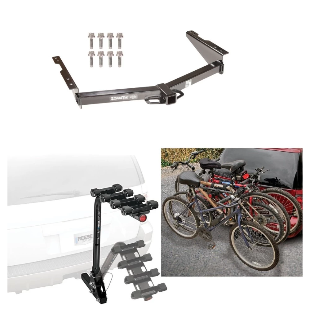 Trailer Hitch w/ 4 Bike Rack For 12-21 Nissan NV2500 NV3500 13-21 NV1500 Approved for Recreational & Offroad Use Carrier for Adult Woman or Child Bicycles Foldable