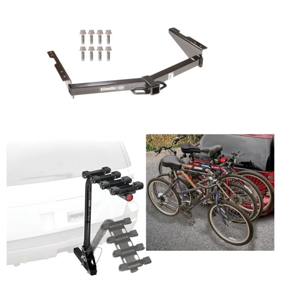 Trailer Hitch w/ 4 Bike Rack For 12-21 Nissan NV2500 NV3500 13-21 NV1500 Approved for Recreational & Offroad Use Carrier for Adult Woman or Child Bicycles Foldable