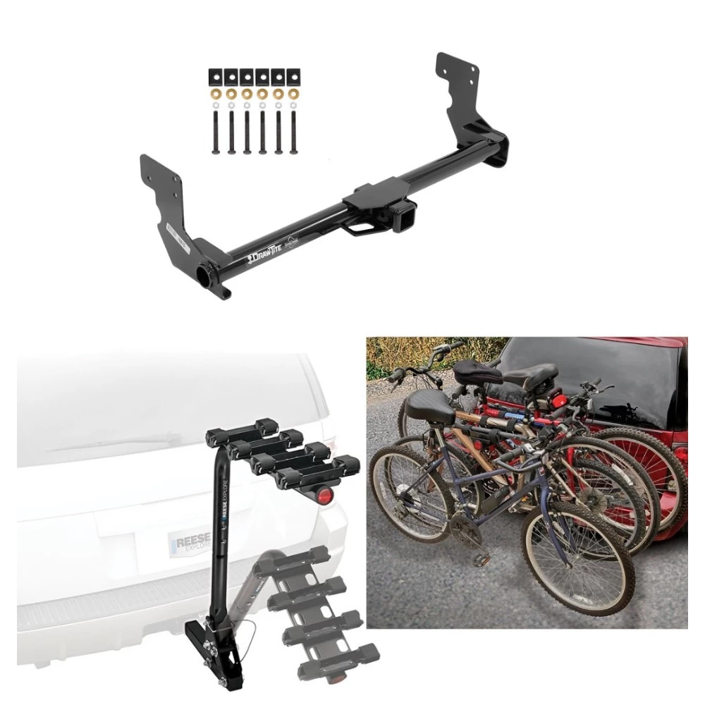 Trailer Hitch w/ 4 Bike Rack For 16-23 Mercedes Metris Approved for Recreational & Offroad Use Carrier for Adult Woman or Child Bicycles Foldable