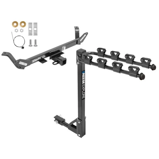 Trailer Tow Hitch w/ 4 Bike Rack For 16-27 BMW X1 tilt away adult or child arms fold down carrier