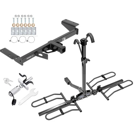 Trailer Tow Hitch For 17-26 Cadillac XT5 Except Platinum Platform Style 2 Bike Rack w/ Anti Rattle Hitch Lock