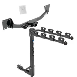 Trailer Tow Hitch w/ 4 Bike Rack For 19-26 Chevy Blazer 17-23 GMC Acadia tilt away adult or child arms fold down carrier