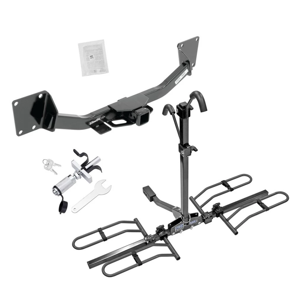 Trailer Tow Hitch For 19-26 Chevy Blazer 17-23 GMC Acadia Platform Style 2 Bike Rack w/ Anti Rattle Hitch Lock