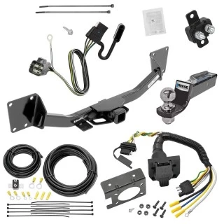 Trailer Hitch Tow Package w/ 7-Way RV Wiring For 17-23 GMC Acadia 19-26 Chevrolet Blazer w/ 2" Drop Mount 2" Ball Class 3 2" Receiver