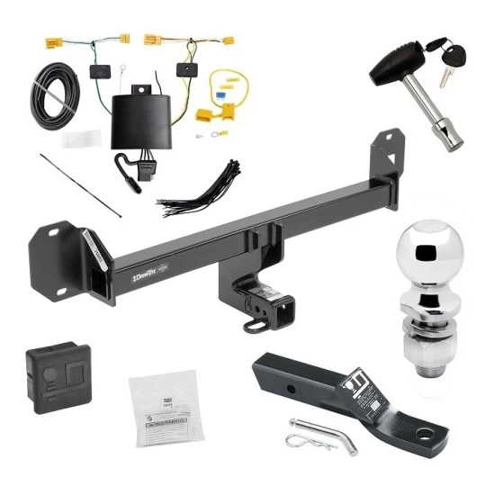 Custom Fit Trailer Hitch Wiring Harness (Plug & Play) 2" Drop Ball-Mount w/ Pin/Clip 2" Chrome Ball Security Lock Pin Rubber Hitch Plug Cover Installation Hardware Installation Instructions 76082 118747 23 63845 580407 7010 Draw-Tite Traile Trailer Tow Hitch For 16-22 Mercedes-Benz GLC300 Except PO3 Premium Package Deluxe Package Wiring 2" Ball and Lock