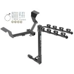 Trailer Tow Hitch w/ 4 Bike Rack For 17-27 Honda CR-V Except Hybrid tilt away adult or child arms fold down carrier