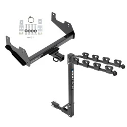 Trailer Tow Hitch w/ 4 Bike Rack For 15-25 Ford F-150 17-25 Raptor w/ OEM Hitch tilt away adult or child arms fold down carrier
