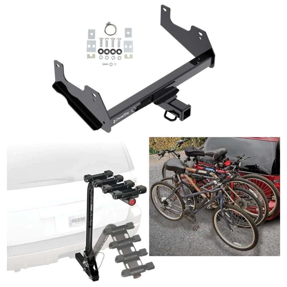 Trailer Hitch w/ 4 Bike Rack For 15-24 Ford F-150 17-23 Raptor 2" Towing Receiver Raptor Approved for Recreational & Offroad Use Carrier for Adult Woman or Child Bicycles Foldable