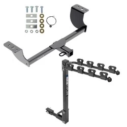 Trailer Tow Hitch w/ 4 Bike Rack For 05-23 Chrysler 300 08-23 Dodge Challenger 06-23 Charger 05-08 Magnum tilt away adult or child arms fold down carrier