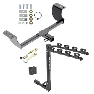 Trailer Tow Hitch w/ 4 Bike Rack For 05-23 Chrysler 300 08-23 Dodge Challenger 06-23 Charger 05-08 Magnum tilt away adult or child arms fold down carrier w/ Lock and Cover