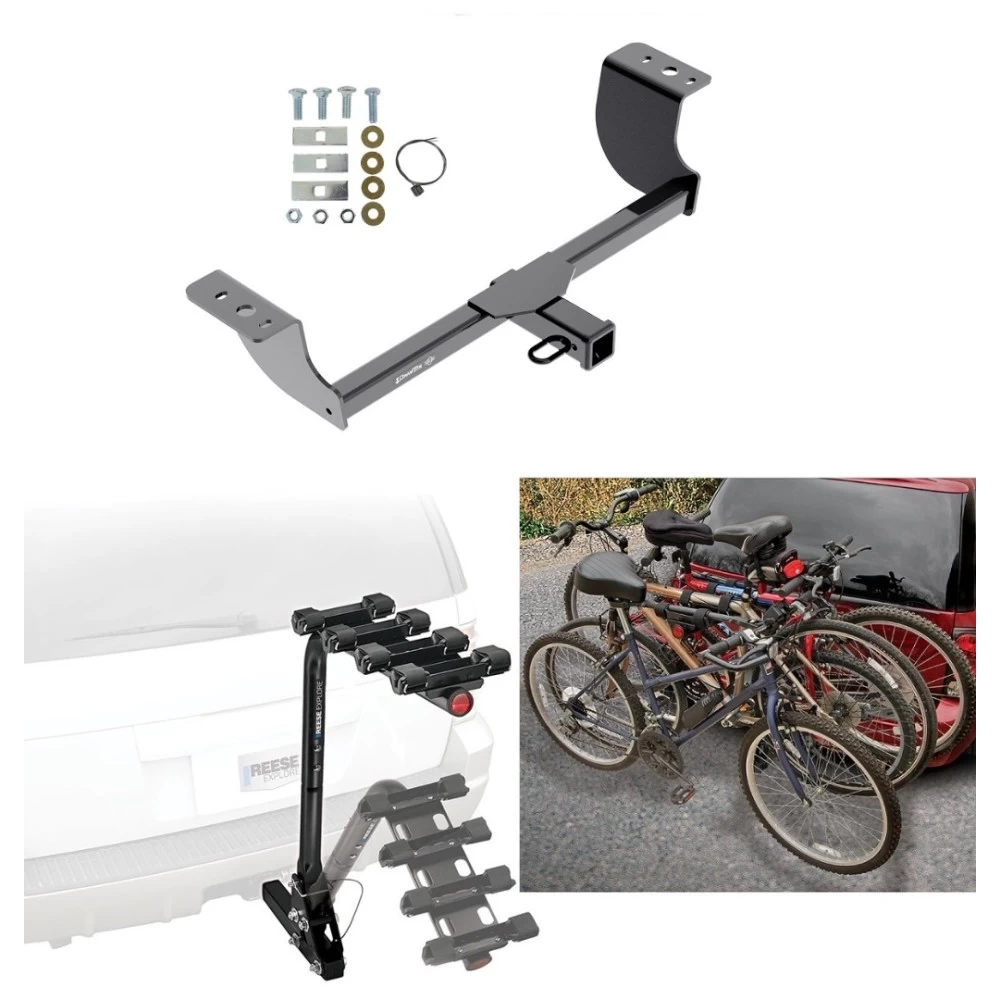Trailer Hitch w/ 4 Bike Rack For 05-23 Chrysler 300 08-23 Dodge Challenger 06-23 Charger 05-08 Magnum Approved for Recreational & Offroad Use Carrier for Adult Woman or Child Bicycles Foldable