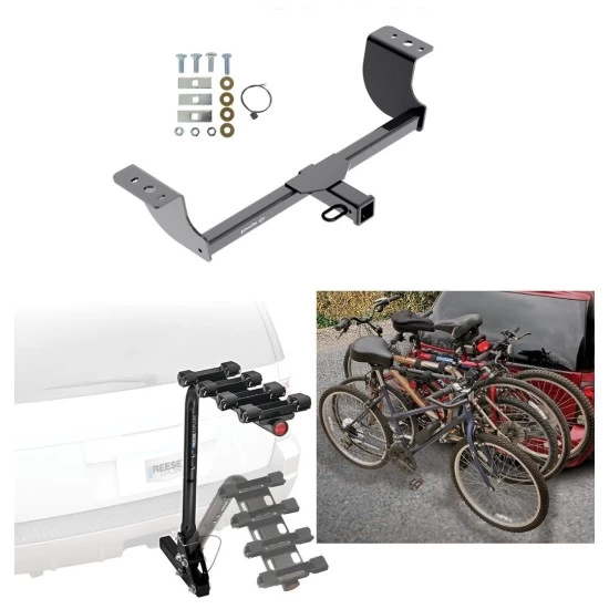 Trailer Hitch w/ 4 Bike Rack For 05-23 Chrysler 300 08-23 Dodge Challenger 06-23 Charger 05-08 Magnum Approved for Recreational & Offroad Use Carrier for Adult Woman or Child Bicycles Foldable