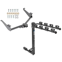 Trailer Tow Hitch w/ 4 Bike Rack For 17-24 Nissan TITAN Except XD Trims tilt away adult or child arms fold down carrier