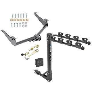 Trailer Tow Hitch w/ 4 Bike Rack For 17-24 Nissan TITAN Except XD Trims tilt away adult or child arms fold down carrier w/ Lock and Cover