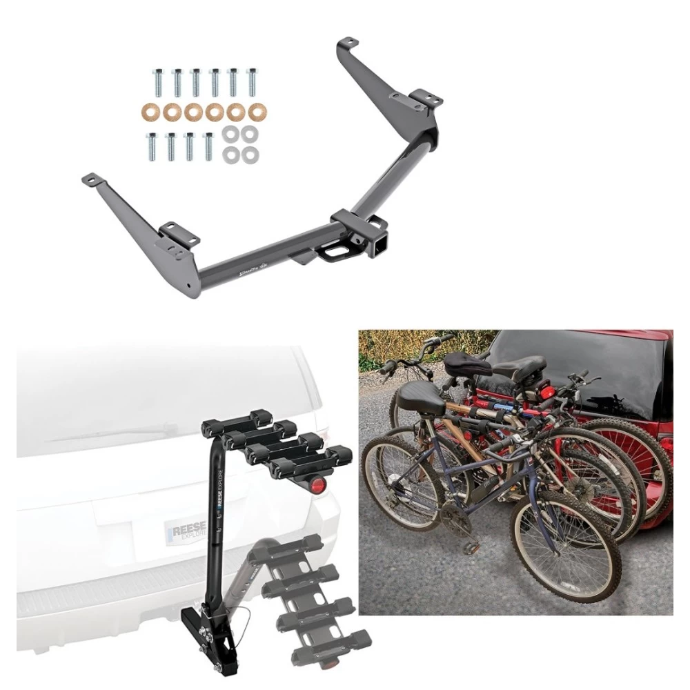 Trailer Hitch w/ 4 Bike Rack For 17-24 Nissan TITAN Except XD Trims Approved for Recreational & Offroad Use Carrier for Adult Woman or Child Bicycles Foldable