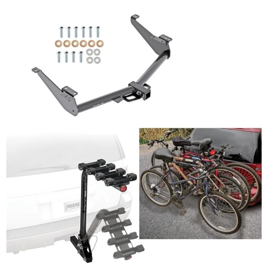 Trailer Hitch w/ 4 Bike Rack For 17-24 Nissan TITAN Except XD Trims Approved for Recreational & Offroad Use Carrier for Adult Woman or Child Bicycles Foldable