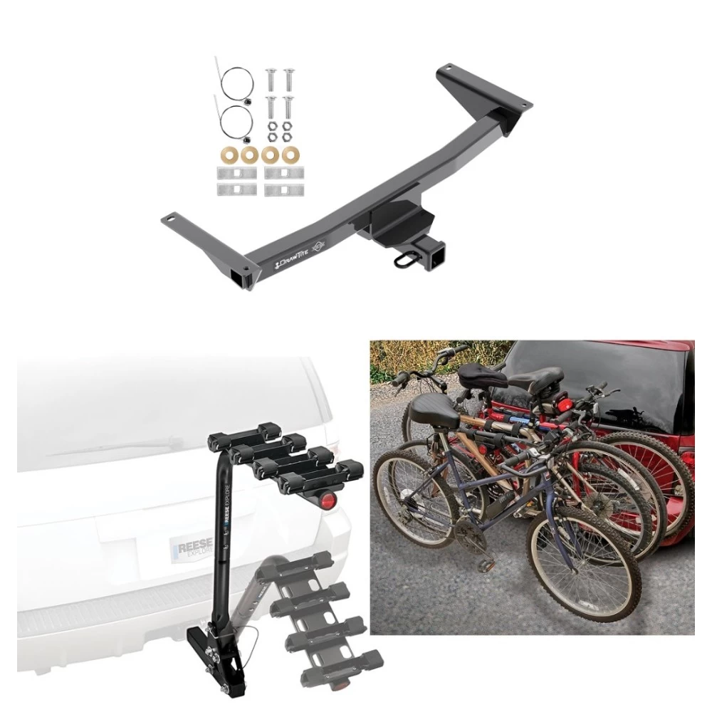 Trailer Hitch w/ 4 Bike Rack For 18-19 VW Atlas 20-26 Except Cross Sport Approved for Recreational & Offroad Use Carrier for Adult Woman or Child Bicycles Foldable
