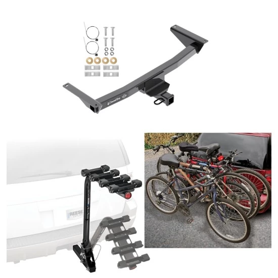 Trailer Hitch w/ 4 Bike Rack For 18-19 VW Atlas 20-26 Except Cross Sport Approved for Recreational & Offroad Use Carrier for Adult Woman or Child Bicycles Foldable