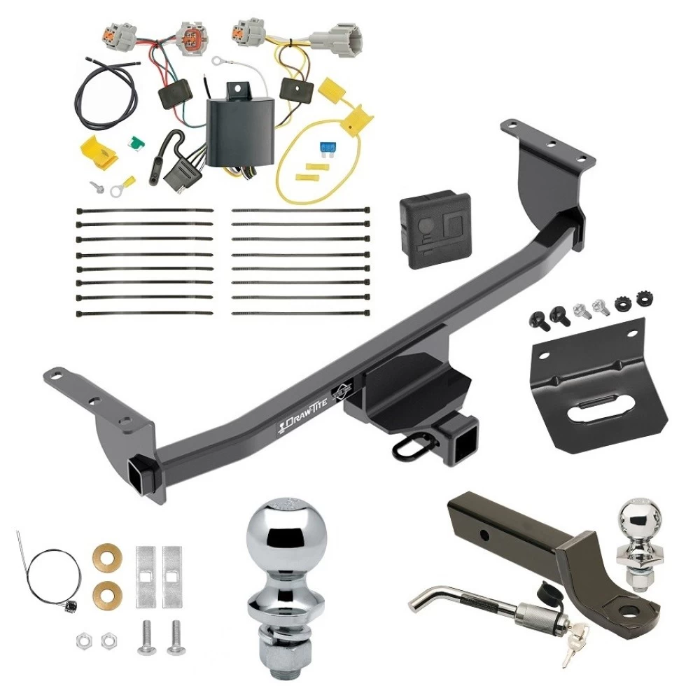 Ultimate Tow Package For 17-19 Nissan Rogue Sport All Models Trailer Hitch w/ Wiring 2" Drop Mount Dual 2" and 1-7/8" Ball Lock Bracket Cover 2" Receiver