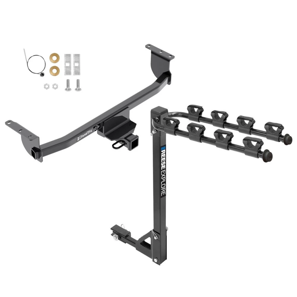 Trailer Tow Hitch w/ 4 Bike Rack For 17-22 Nissan Rogue Sport tilt away adult or child arms fold down carrier