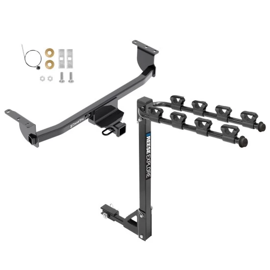 Trailer Tow Hitch w/ 4 Bike Rack For 17-22 Nissan Rogue Sport tilt away adult or child arms fold down carrier