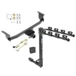 Trailer Tow Hitch w/ 4 Bike Rack For 17-22 Nissan Rogue Sport tilt away adult or child arms fold down carrier w/ Lock and Cover