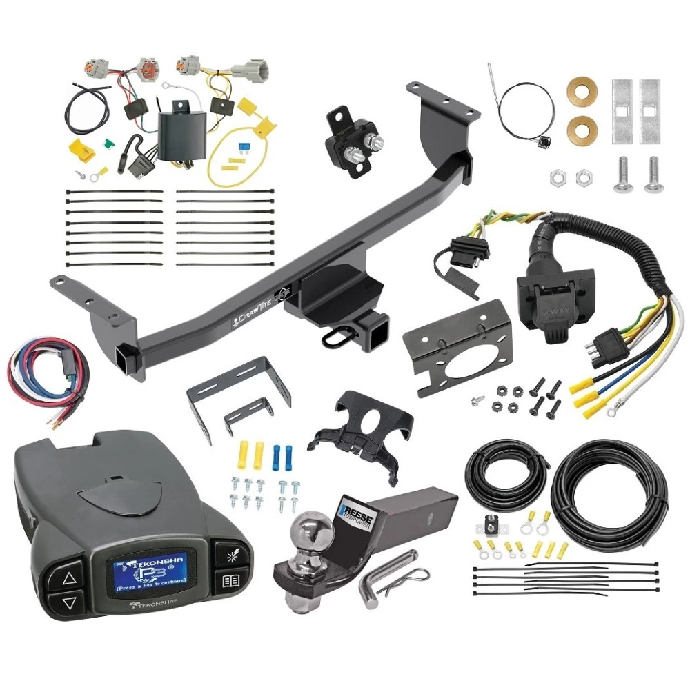 Trailer Hitch Tow Package Prodigy P3 Brake Control For 17-19 Nissan Rogue Sport All Models w/ 7-Way RV Wiring 2" Drop Mount 2" Ball Class 3 2" Receiver Draw-Tite Tekonsha