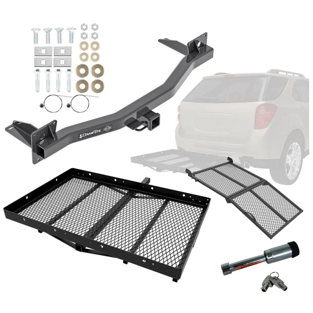For 2018-2023 Buick Enclave Trailer Hitch Tow PKG w/ Cargo Carrier + Bi-Fold Ramp + Hitch Lock By Draw-Tite