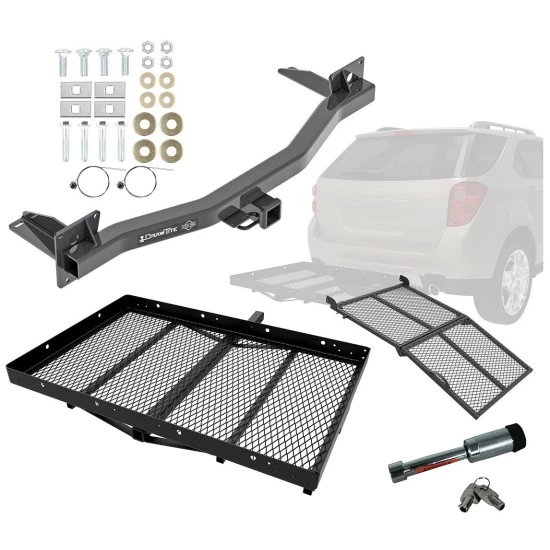 For 2018-2023 Chevrolet Traverse Trailer Hitch Tow PKG w/ Cargo Carrier + Bi-Fold Ramp + Hitch Lock By Draw-Tite